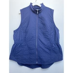 Blue Mountain Women’s Size XL Fleece Vest Blue Quilted Full Zip Elastic Waist